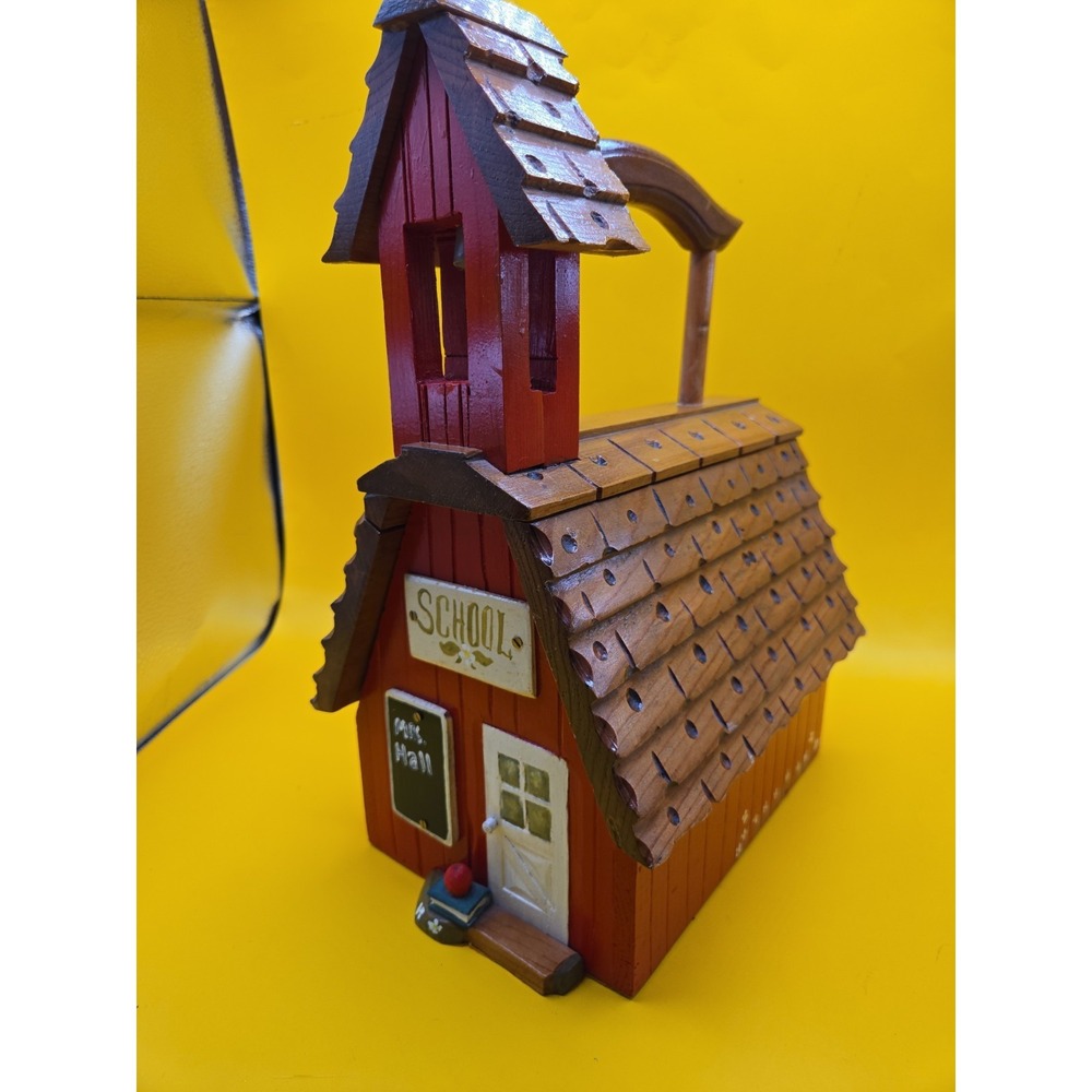 Vintage 1970s Maurice Signed Wooden Schoolhouse Box Purse Handbag
